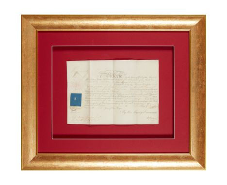 Victoria, Queen of the United Kingdom of Great Britain and Ireland Document signed printed and manuscript on vellum, 23 x 33c