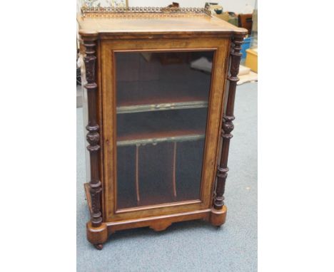 Walnut Victorian glazed book shelf