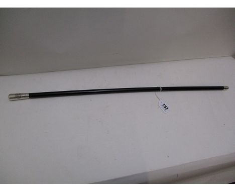 A mid 20th century, silver topped St John's Ambulance swagger stick by F Narborough, Birmingham 1948, on an ebonized, tapered