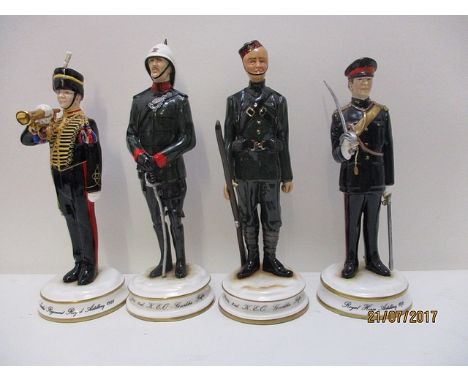 A set of four Michael Sutty model soldiers to include Junior Leaders Regiment Royal Artillery 1981, an Officer 2nd KEO Gurkha