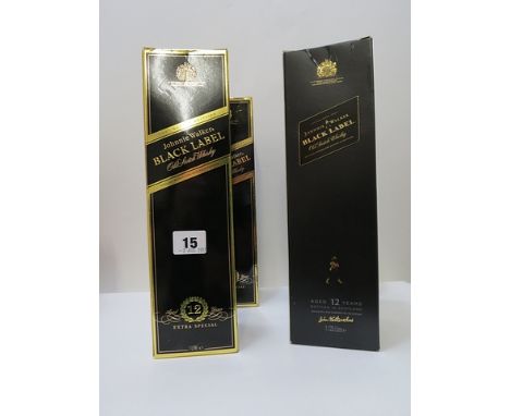Two bottles of Johnnie Walker Black Label Old Scotch aged 12 years, 1.25lt and two bottles of Johnnie Walker Black Label aged