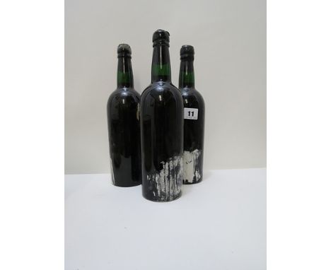 A bottle of 1963 Martinez vintage port - three bottles, levels lower neck, wax seals damaged