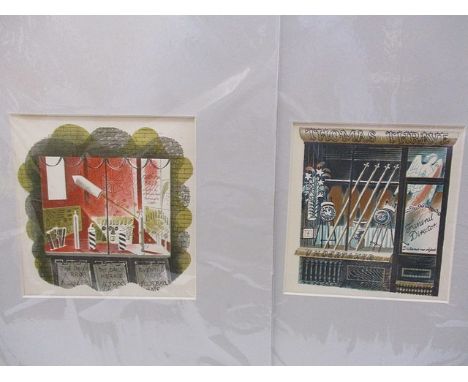 Eric Ravilious 1903-1942 - The Undertaker and Fireworks, tow prints from the lithograph for High Street series, circa 1938, 5