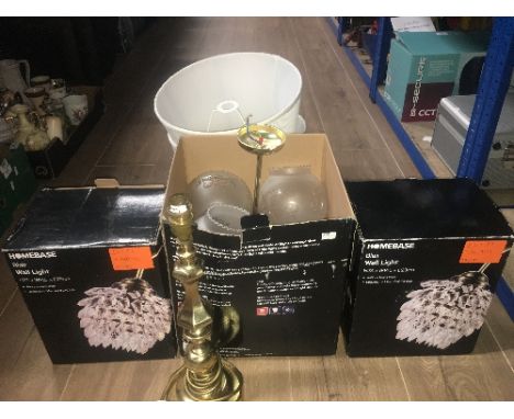 LIGHT FITTINGS BRASS TABLE LAMP & SHADES