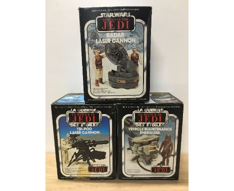 STAR WARS RETURN OF THE JEDI TRIPOD LASER CANNON RADAR LASER CANNON & VEHICLE MAINTENANCE SERVER (ALL BOXED)