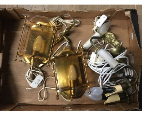 BOX OF VINTAGE WALL LIGHTS