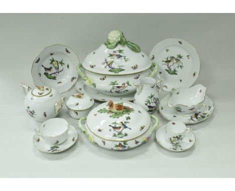 A Herend dinner service comprising large tureen, three vegetable tureens, seventeen soup bowls, eighteen dinner plates, fifte