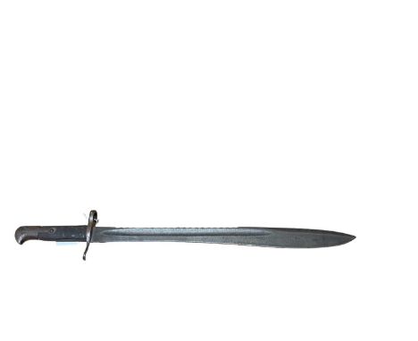 Scarce British 1871 Pattern Elcho sawback bayonet with swollen blade marked with WD, broard arrow and various Government mark