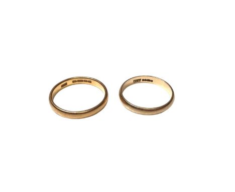 22ct gold wedding ring, size M and 18ct gold wedding ring, size L (2)22ct gold ring weighs 3.1 grams18ct gold ring weighs 2.2