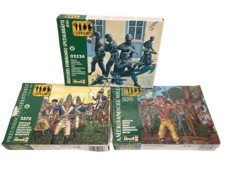 Revell 1:72 Scale Soldiers including American Militia No.2561, Prussian Infantry No.2572 &amp; German Commandos No.2524 and E