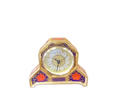 Royal Crown Derby Old Imari pattern 1128 mantel clock, 10.5cm high