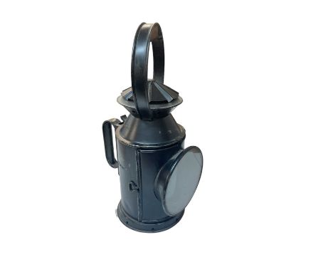Iraqi Army oil lamp in black painted finish, 35.5cm in height.