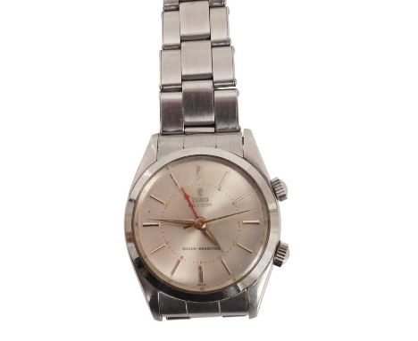 1960's Gentlemen's Tudor Advisor alarm wristwatch in stainless steel case with silvered dial, baton hour markers and dagger h