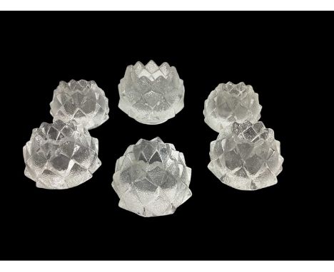 Selection of Orrefors and other Scandinavian glass tea lights/candle holders, together with three small engraved dishes (18)