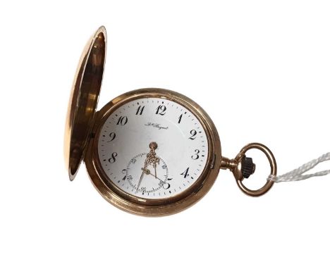 Early 20th century 14ct gold full hunter pocket watch, signed Qte. Breguet, 52mm diameterTotal weight 79.9 grams. The watch i