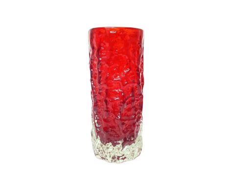 Whitefriars ruby bark vase, designed by Geoffrey Baxter, 19cm high