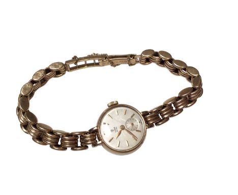 1950s Tudor Royal 9ct gold cased ladies wristwatch on 9ct gold Rolex watch bracelet  Weight 20.6 gramsWatch marked 'ROLEX' an