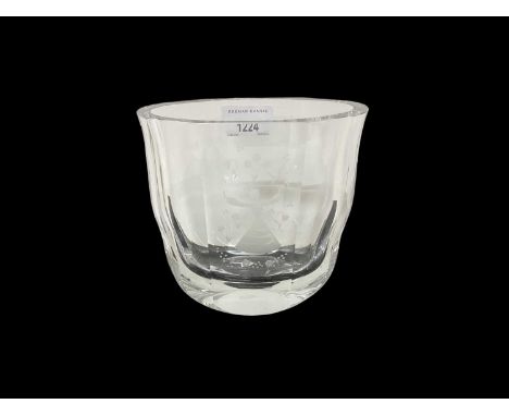 Three mid century Orrefors glass vases with etched decoration, all signed
