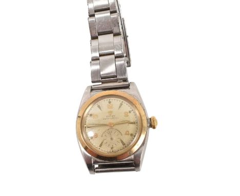 1950's Gentlemen's Rolex Oyster Perpetual chronometer wristwatch in stainless steel case with gold plated bezel, champagne di