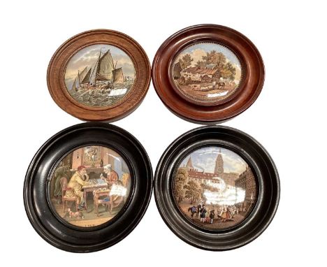 Group of 21 Victorian Prattware pot lids including Shakespeare's House, Pegwell Bay, Hide and Seek etc plus one other later p