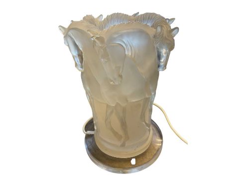 Lalique style equine lampThe lamp is resin rather than glass, there is no obvious damage to it. It has passed an electrical P