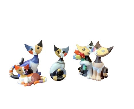 Collection of Goebel cats by Rosine Wachtmeister, including six coffee cups and saucers, candles etc