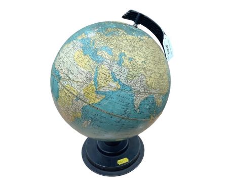 Cram's 9 inch Terrestrial Globe on metal stand, believed to be circa. 1920's - 30's, approximately 33cm in overall height.