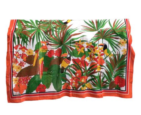 Gucci large scarf / wrap, toucans, parrots, orchids and palms. 115 x 115 cms approximatelyThis is a cotton voile scarf/wrap .