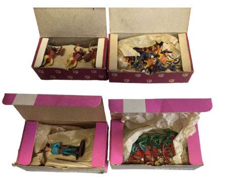 Britains Herald Swoppet Cowboys &amp; Indians, in trade boxes, Britains Deetail Cowboys, Shell's Liberty American War of Inde