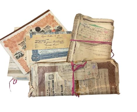 World - Mixed Japanese inflationary banknotes & mixed Share Certificates (Qty)