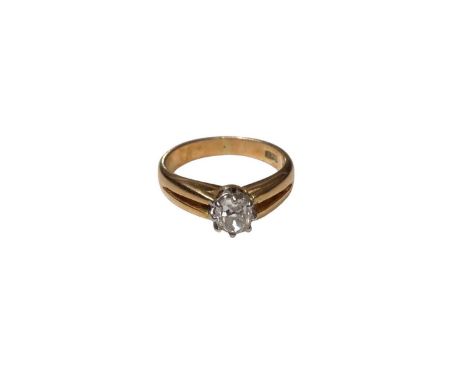 18ct gold diamond single stone ring with an old cut diamond, estimated to weigh approximately 0.35cts, in eight claw setting 