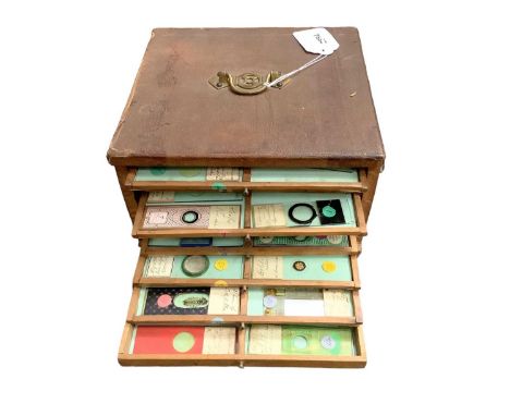 Interesting collection of approximately 160 19th century microscope slides with ink annotations, some dated, both animal and 