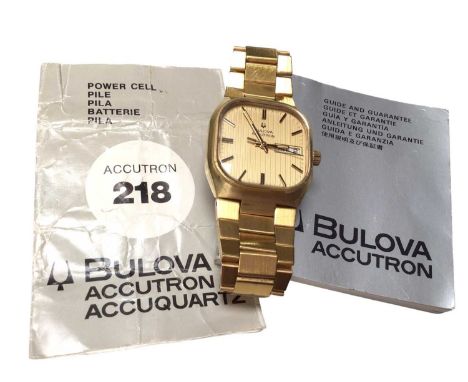 1970's Gentleman's Bulova Accutron 218 calendar wristwatch with manuals.The watch is currently not running, possibly needs a 