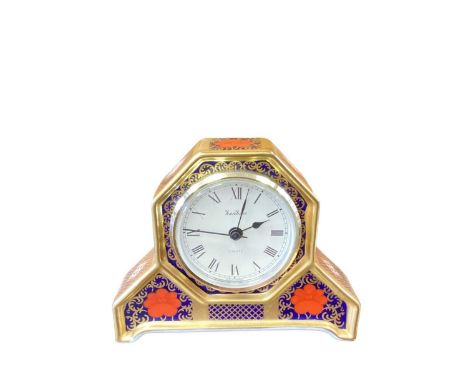 Royal Crown Derby Old Imari pattern 1128 mantel clock, 10.5cm high