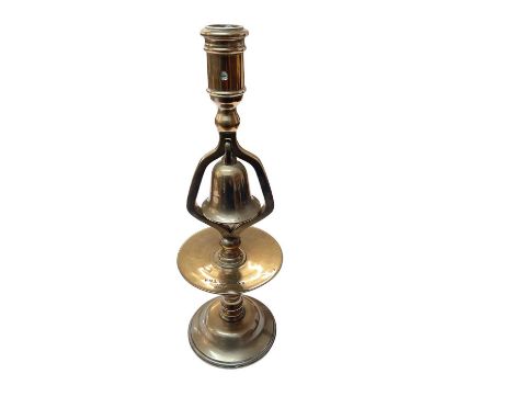 H.M.S. Britannia, Dartmouth 1869 - 1905, brass tavern candlestick, drilled for electricity, 34cm in overall height.