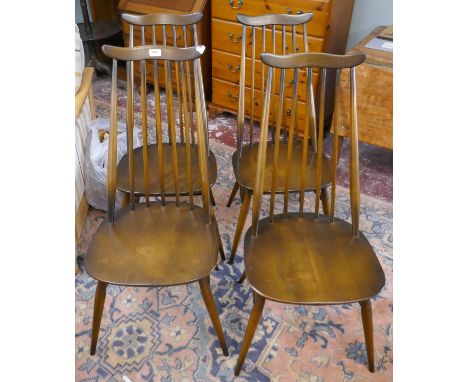 Set of 4 high back Ercol dining chairs 