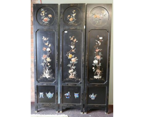 Three panel screen - Enamel and semiprecious stones 