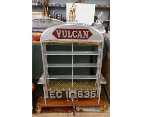 Vulcan radiator grill shelf display with Vulcan mascot rad cap 