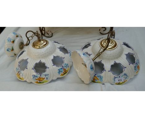Pair of ceramic Spanish light fixings 