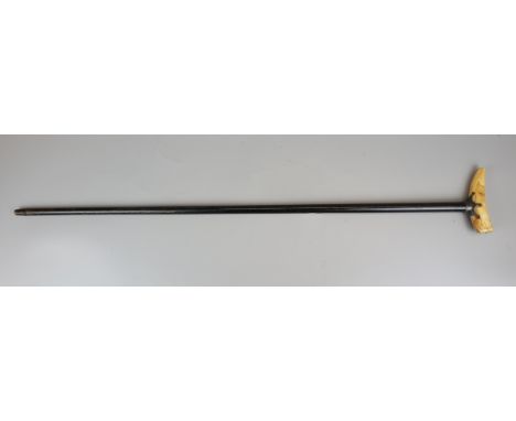 Whale tooth handled walking stick 