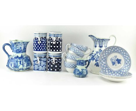 A collection of 19th &amp; 20th century blue and whiteEnglish ceramics . The lot to include two early 20th Victoria Ironstone