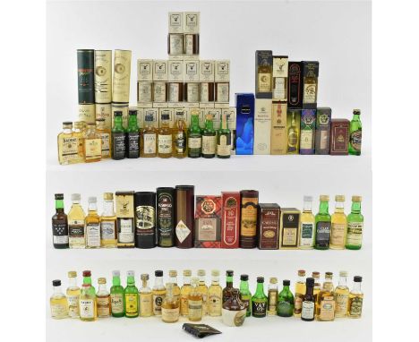 A large collection of single malt Scotch whisky miniature bottles in original boxes &amp; more. The lot to include Talisker 1