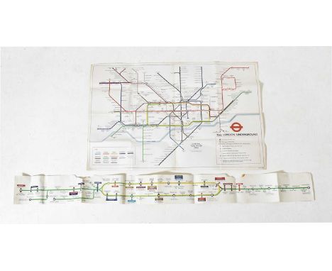 Maps. Two vintage 1980s London Underground maps. The lot comprising a c1980 The London Underground map designed Paul E. Garbu