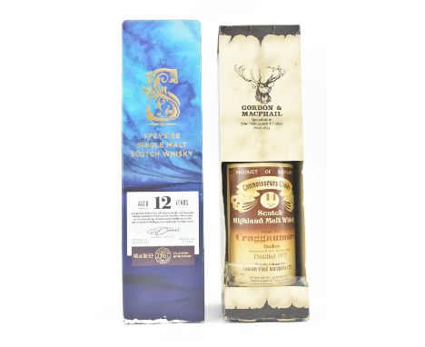 Two Single Malt Whisky in cardboard boxes. The lot to include a Speyside Single Malt Scotch Whisky aged 12 years, 40%vol, 70c