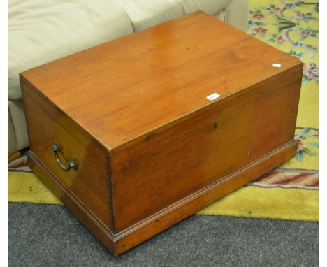 A 19th century mahogany campaign type travelling trunk, fitted interior, brass swan neck handles