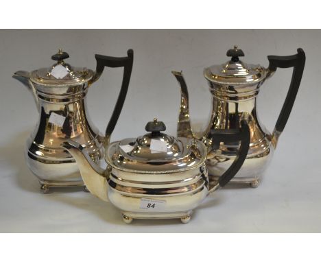 A silver plated three piece tea service
