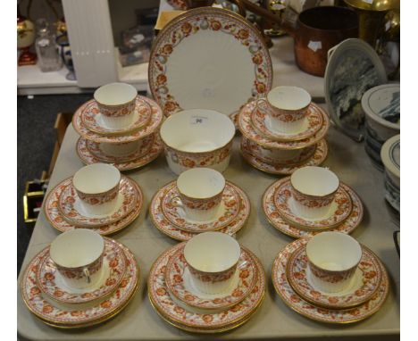 A Wedgewood china part dinner and tea service comprising of two dinner plates, 12 side plates; 10 cups; 11 saucers; slop bowl