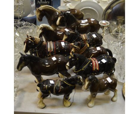 Equine Interest - Melba Horse type model Shire Horse with tack; others ; etc qty (10)