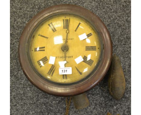 A mid-19th century Grandaughter clock face and movement, Roman numerals, the enamel dial inscribed 'GF. Wharmby, Stockport, t