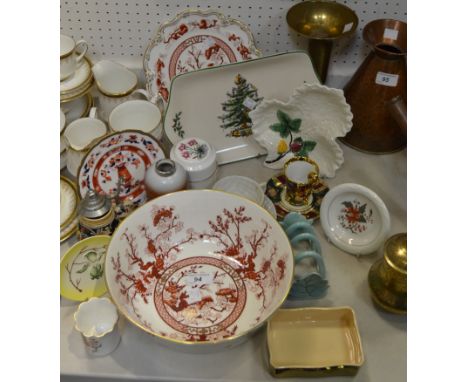 Ceramics - a Coalport red Indian Tree pattern fruit bowl;  plate;  a Scottish scenes Caledonia mug Royal Doulton Christmas Tr